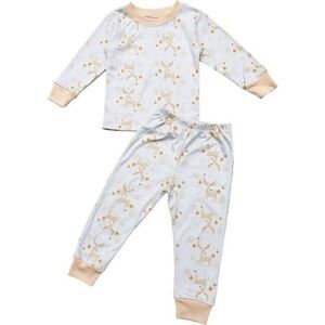 NWT WILD WAWA Holiday Pajamas, Blue Reindeer, Pima Cotton 2/3T